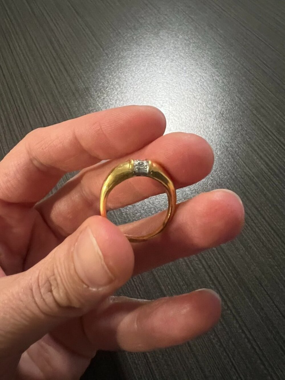 Vintage 1980s Avon Gold Tone Ring with Rhinestone Accent Size Unknown